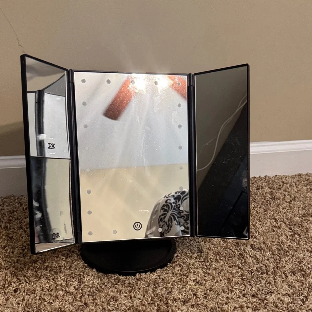 Fascinate Black Tri-Fold Vanity Mirror
